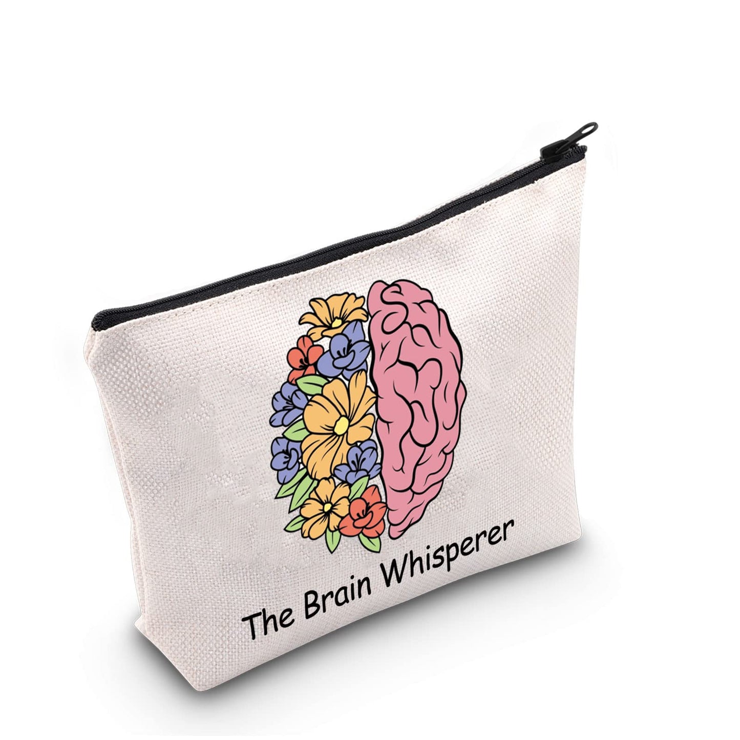 G2TUP Neuroscience Gift The Brain Whisperer Makeup Bag Neuroscience Cosmetic Bag Neuroscientist Science Gift Neurology Nurse Zipper Travel Pouch (The Brain Whisperer White Bag)