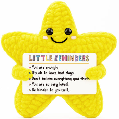 Mental Health Gifts for Women, Crochet Star with Positive Affirmations, Cheer Up Thinking of You Gift for Friend, Anxiety Relief Get Well Soon Self care Gifts