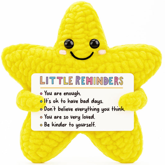 Mental Health Gifts for Women, Crochet Star with Positive Affirmations, Cheer Up Thinking of You Gift for Friend, Anxiety Relief Get Well Soon Self care Gifts