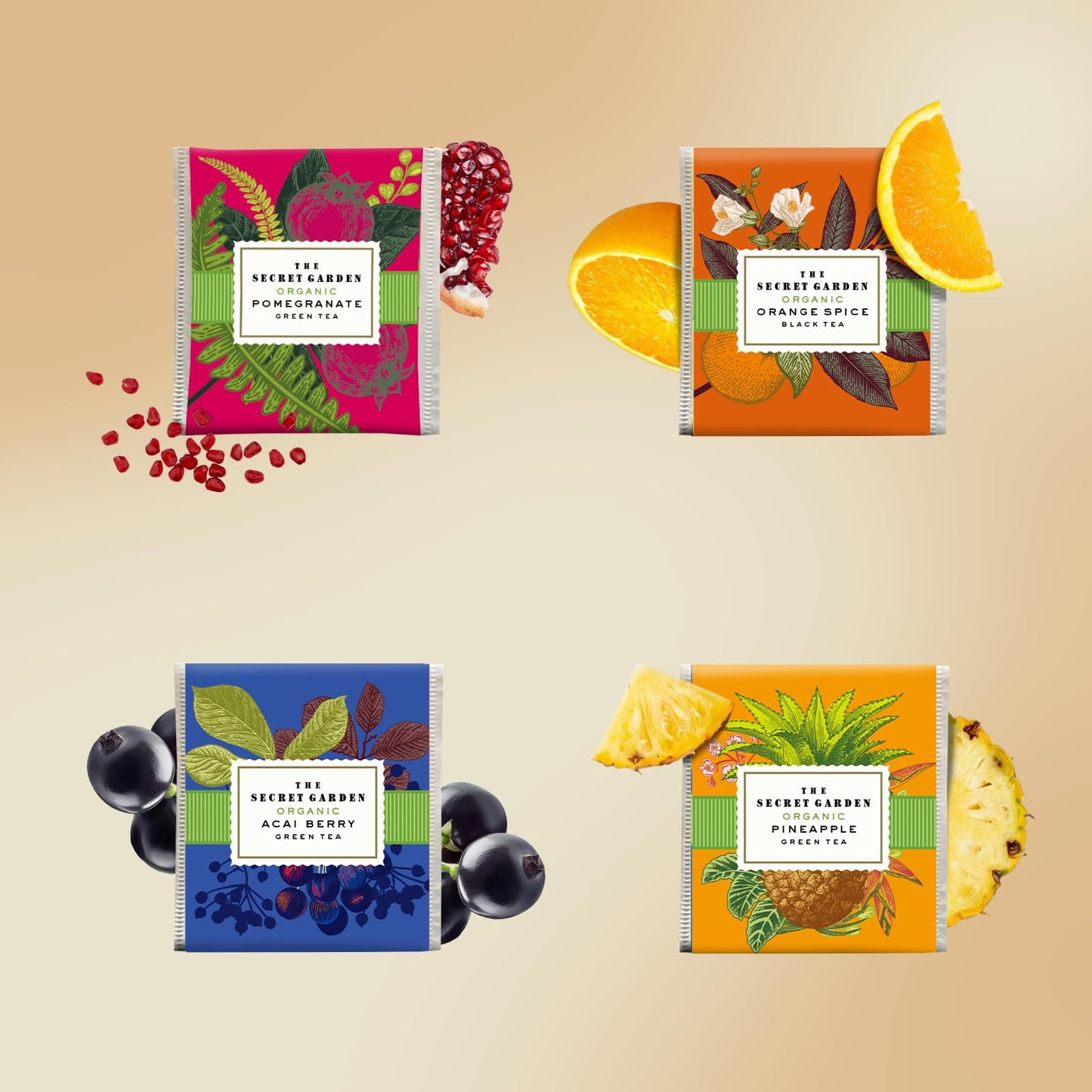 Life Plus Style Gourmet The Secret Garden Organic Tea Gift Set 80 Tea Bags 8 Flavors Green & Black Assorted Pack Sampler Tea Set Collection with Mango & Fruit Infusions Premium Birthday Gift for Women