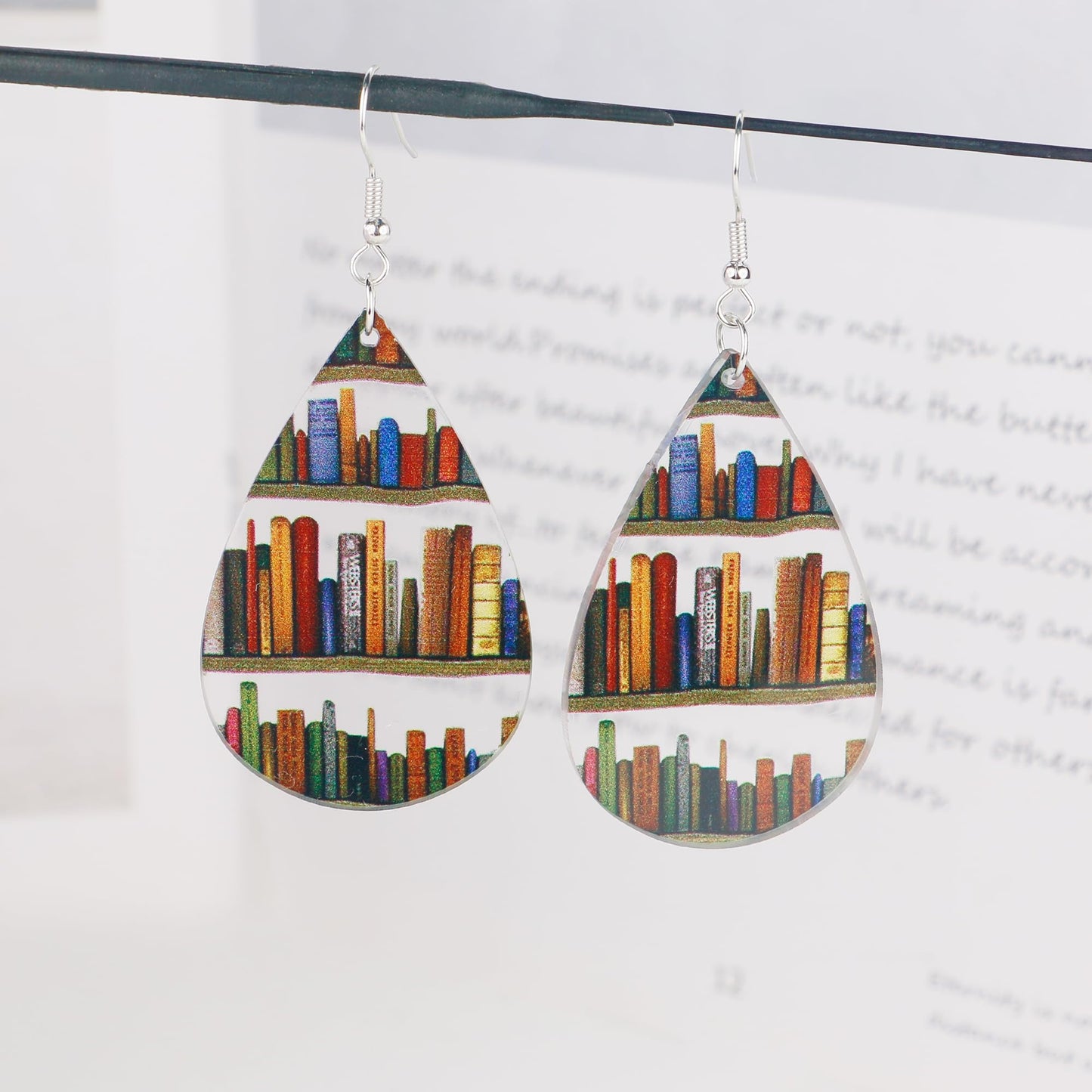 DAYANEY Teacher Earrings for Women as Teacher Appreciation Retirement Gifts, Book Cat Pencil Librarian School Earrings as Book Lovers Readers Bookish Gifts for Teachers Students Women Birthday Gift