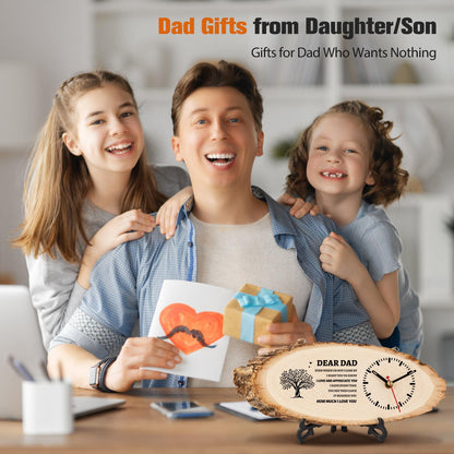BeauGift Dad Gifts, for Dad from Daughter Son, Wooden Clock Gifts for Daddy, Birthday Gift Idea for Papa, Fathers Day Present from Child to My Dad