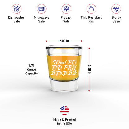 LitGifts Nurse Prescription Shot Glass, 1.75 oz, Glass, White, Funny, Reusable, Made in USA