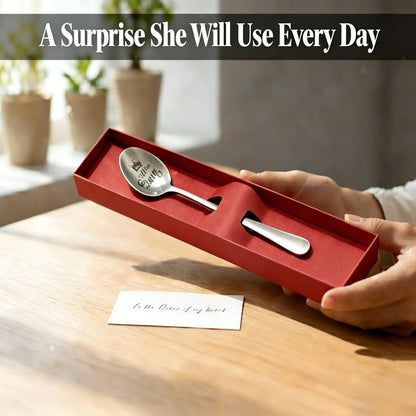 Coffee Gifts Spoons with Gift Box for Women Coffee Lovers Coffee Queen Spoon for Friend Wife Coffee Lover Gift for Coffee Drinkers Women Birthday Gift for Mom Funny gift