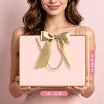 JMANNI Pink Gift Bags with Handles, 13” Medium Gift Bag for Presents, 1 Pcs Bags with 2 Tissue Paper and 1 Cards for Baby Shower Wedding Bridal Shower Mother's Day Birthday Party (Pink Golden)