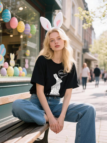 Easter Shirts for Women Floral Bunny Graphic T Shirt Cute Easter Eggs Spring Casual Short Sleeve Tee