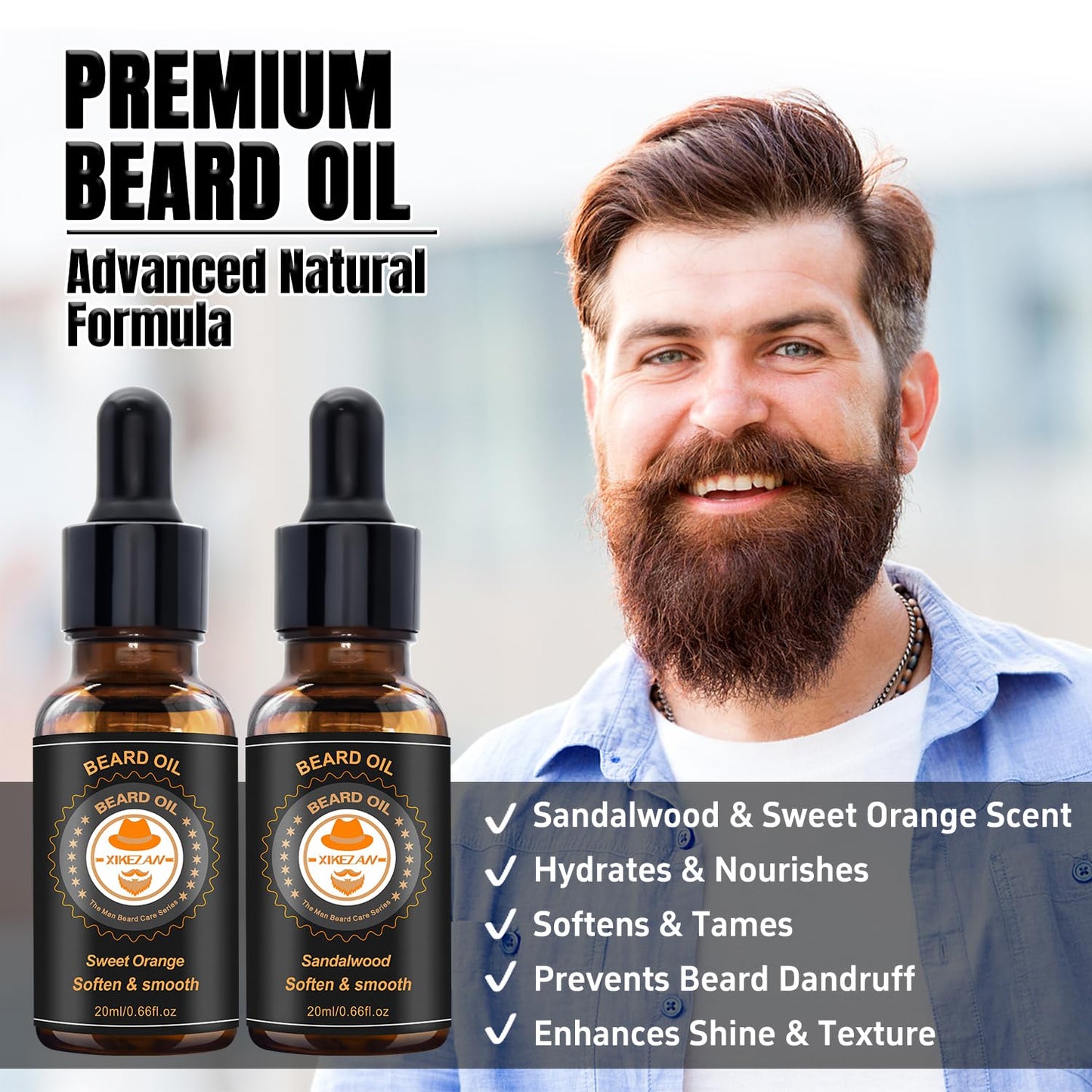 XIKEZAN Fathers Day Gifts for Dad Husband,Beard Kit Gifts for Men Grooming & Care w/Beard Conditioner, Wash,Oil,Balm,Birthday Valentines Easter Gifts for Mens Him Boyfriend Christmas Stocking Stuffers