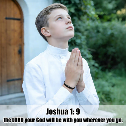 PEALICIOUS Cross Bracelet for Boys, Joshua Christian Grad Gifts for Teens, Philippians Confirmation Baptism Birthday Gifts for 9 10 11 13 16 18 21 Years Old Boy, Soccer Baseball Basketball Accessories