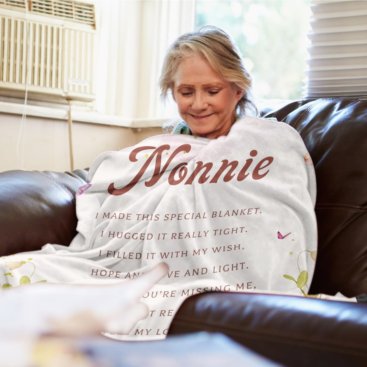 Nonnie Gifts, Nonnie Gifts for Grandma Throw Blanket 60" X 50", Gifts for Nonnie for Mother's Day, Nonnie Gifts from Grandchildren, Birthday Gift for Grandma/Grandmother