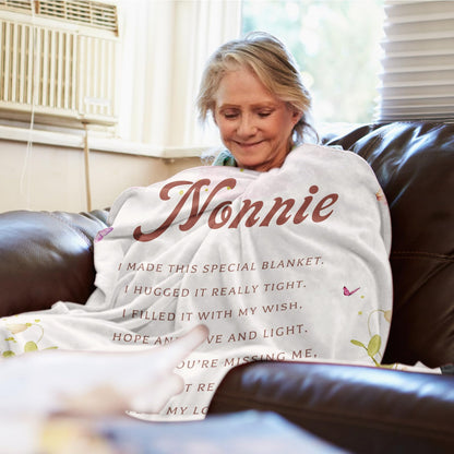 Nonnie Gifts, Nonnie Gifts for Grandma Throw Blanket 60" X 50", Gifts for Nonnie for Mother's Day, Nonnie Gifts from Grandchildren, Birthday Gift for Grandma/Grandmother
