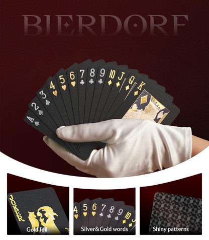 BIERDORF Diamond Waterproof Black Playing Cards, Poker Cards, HD, Deck of Cards (Black)