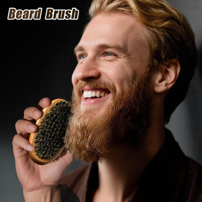 Beard Brush Beard Comb Set for Men Dad Husband: Father's Day Dad Gifts from Daughter Wife, Beard Care Kit, Natural Boar Bristle Brush Pear Wood Comb, Travel Facial Hair Grooming as a Styling Tool