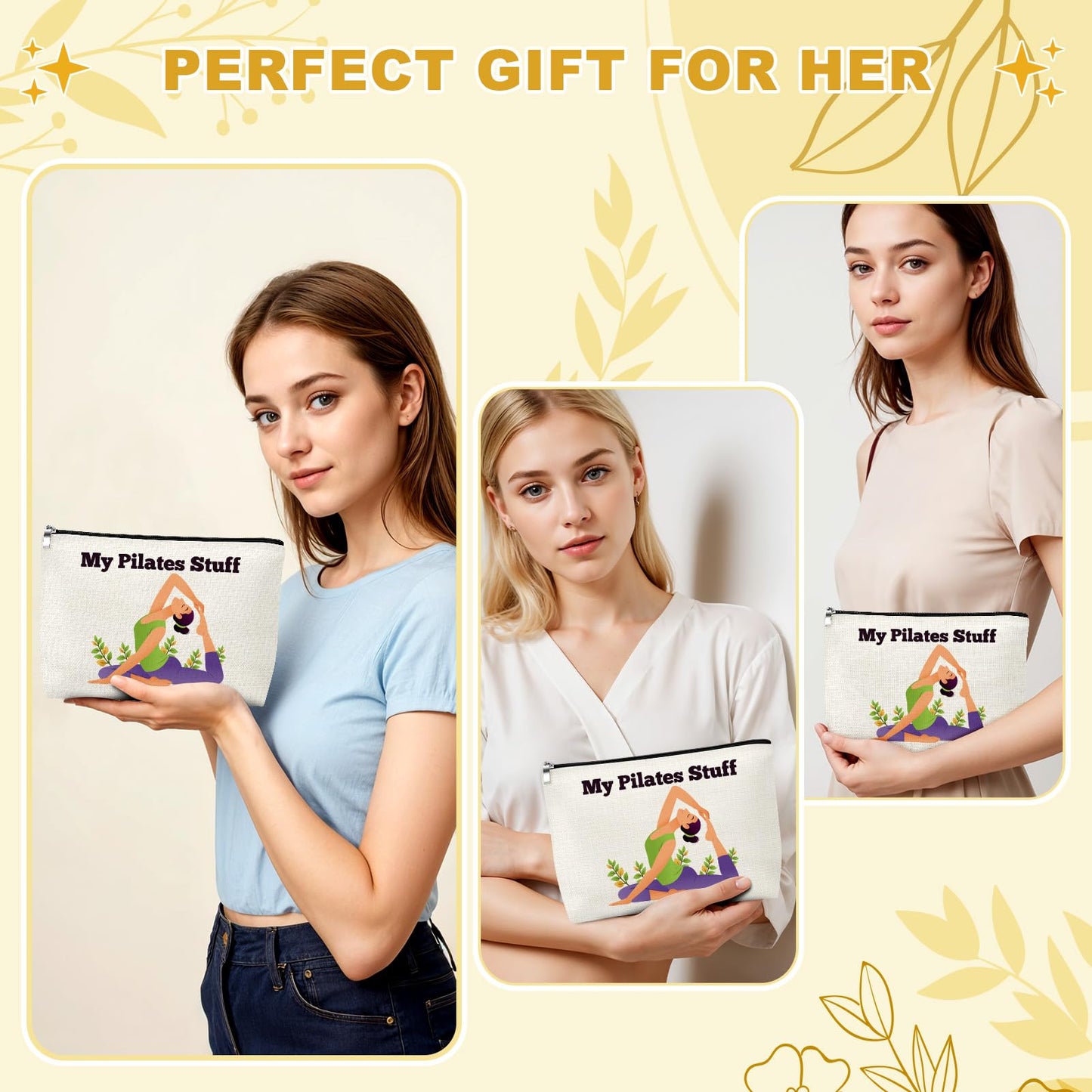 Mxrymvu Pilates Lover Gifts Makeup Bag Pilates Yoga Gifts for Women Yoga Lover Gift for Sister Friends Coach Cosmetic Bag Birthday Mother's Day Thanksgiving Day Graduation Gift Toiletry Zipper Pouch