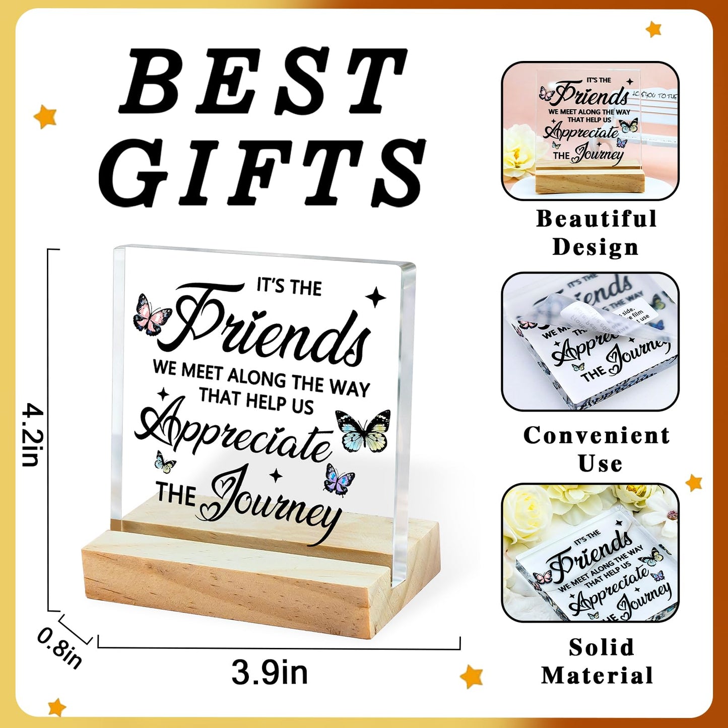 New Friendship Gifts for Women Birthday Gift for Friends Female Women Inspirational Encouragement Desk Decor for Friend Long Distance Friendship Gift