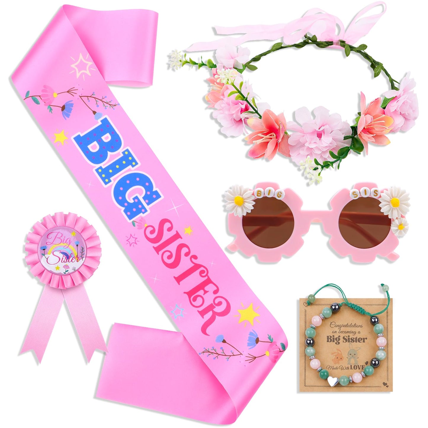 JAPDNK Big Sister Gifts for Girls, Birthday Gifts for Girls Age 1–5, Baby Girl Gift, Toddler Girl Presents, First Birthday Gift for 1 Year Old Girl, Cute Pink Presents for Little Sister