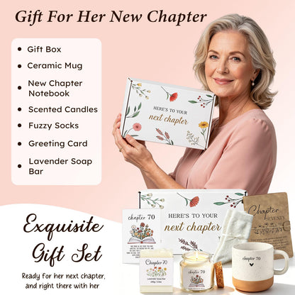 Giftota 70th Birthday Gifts for Women, 70 Year Old Birthday Gifts for Women Next Chapter Gifts for 70 Year Old Woman Birthday Gift for Women Gift for Women with 7Pcs