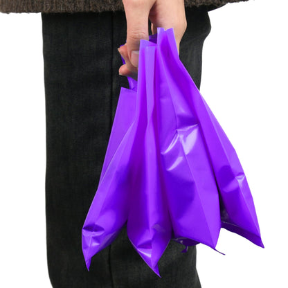 Purple 100 PCS Small Gift Bags, 6"x8" Goodie Party Favor Bags with Handle, Treat Retail Pouches for Kids Birthday, Christmas, Small Business
