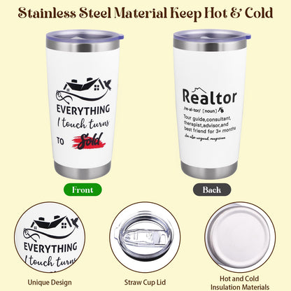 Gift For A Real Estate Agent Tumbler 20oz, Gifts for Realtor, Realtor Journal 140 Pages Notebook, Keychain, Pen, Real Estate Gifts for Women, Closing Gifts For Realtors, Funny Real Estate Presents