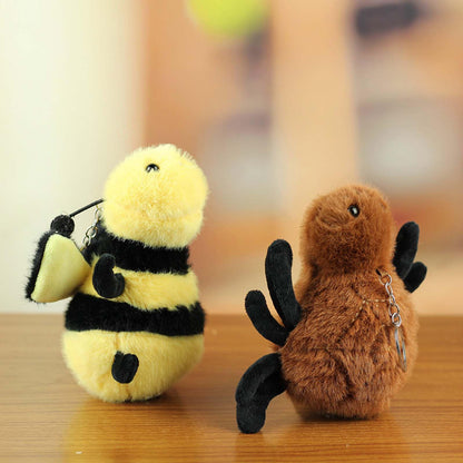 Cute Ladybug Insect Stuffed Animal Plush Keychain, Kawaii Bee Snail Moth Spider Keyring Bag Charms for Handbags