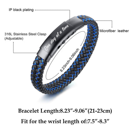 VNOX Men's Inspirational Mantra Engarved Handmade Braided Leather Adjustable Cuff Bangle Bracelet Encouragement Motivational Gift for Men