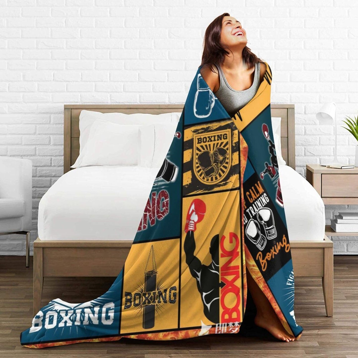 Boxing Blanket Super Soft Warm Boxing Sports Throw Blanket Gift for Men Women Boys Cozy Fluffy Plush Lightweight Flannel Gifts Fleece Blankets for Kids Adults 50"X40"