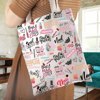 WCGXKO Nail Technician Quotes Inspired Tote Bag - Nail Tech & Artist Gift