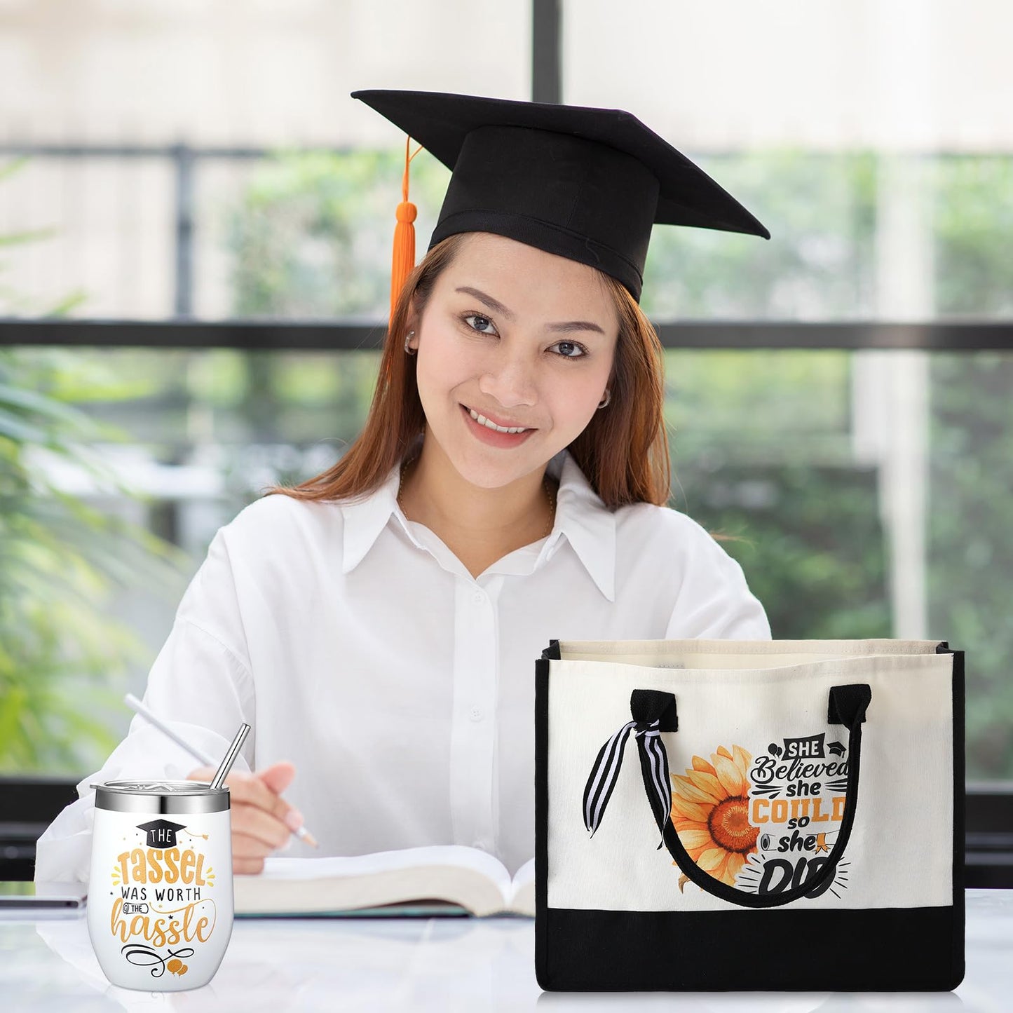 10 Pcs 2026 Graduation Gifts for Women Best College Grad Gifts Basket Master Degree Grad Gift Box Congratulations Gift for Class of 2026 College Masters Graduation(Classic,Black)