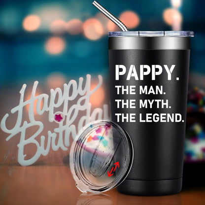 BIRGILT Pappy Fathers Day Gift - Best Pappy Gifts from Grandkids - 20oz Tumbler Cup