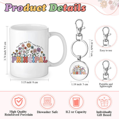 Havawish 3 Pcs Principal Appreciation Gift Set for Women School Principal Gift Makeup Bag Cosmetic Bag 11 oz Ceramic Coffee Mug and Keychain for Assistant Principals Graduation End of The Year