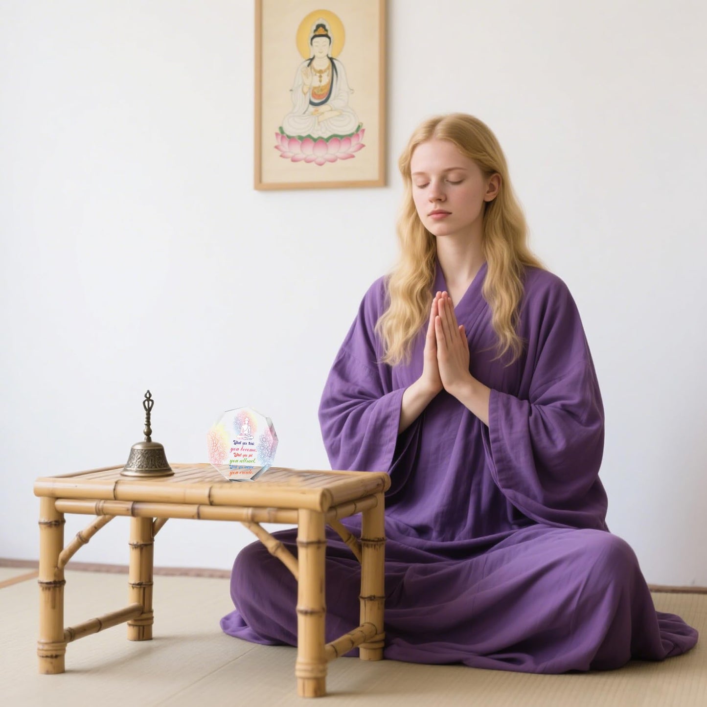 Buddhist Zen Gifts for Women Men Spiritual Meditation Gifts for Women Buddha Acrylic Sign Plaque Yoga Room Meditation Room Decor Sign Zen Den Buddhist Decor Gift for Yoga Lovers Instructor