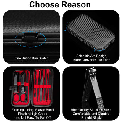 OKOM Professional Nail Clippers Set - 10 PCS Stainless Steel Nail Kit with Travel Case, Tweezers Manicure Set Gift for Men Women, Fathers Day Gift