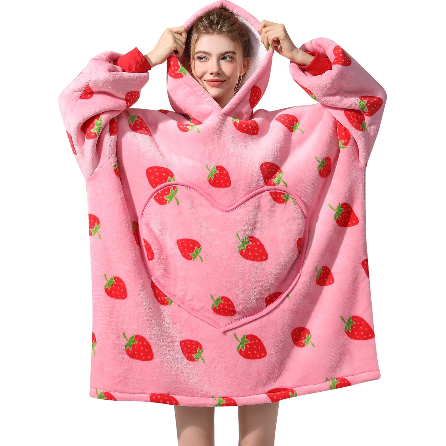 Wearable Blanket Hoodie, Women Oversized Fluffy Hoodies Blanket,Warm Cozy Sherpa Sweatshirt Gift,One Size for All