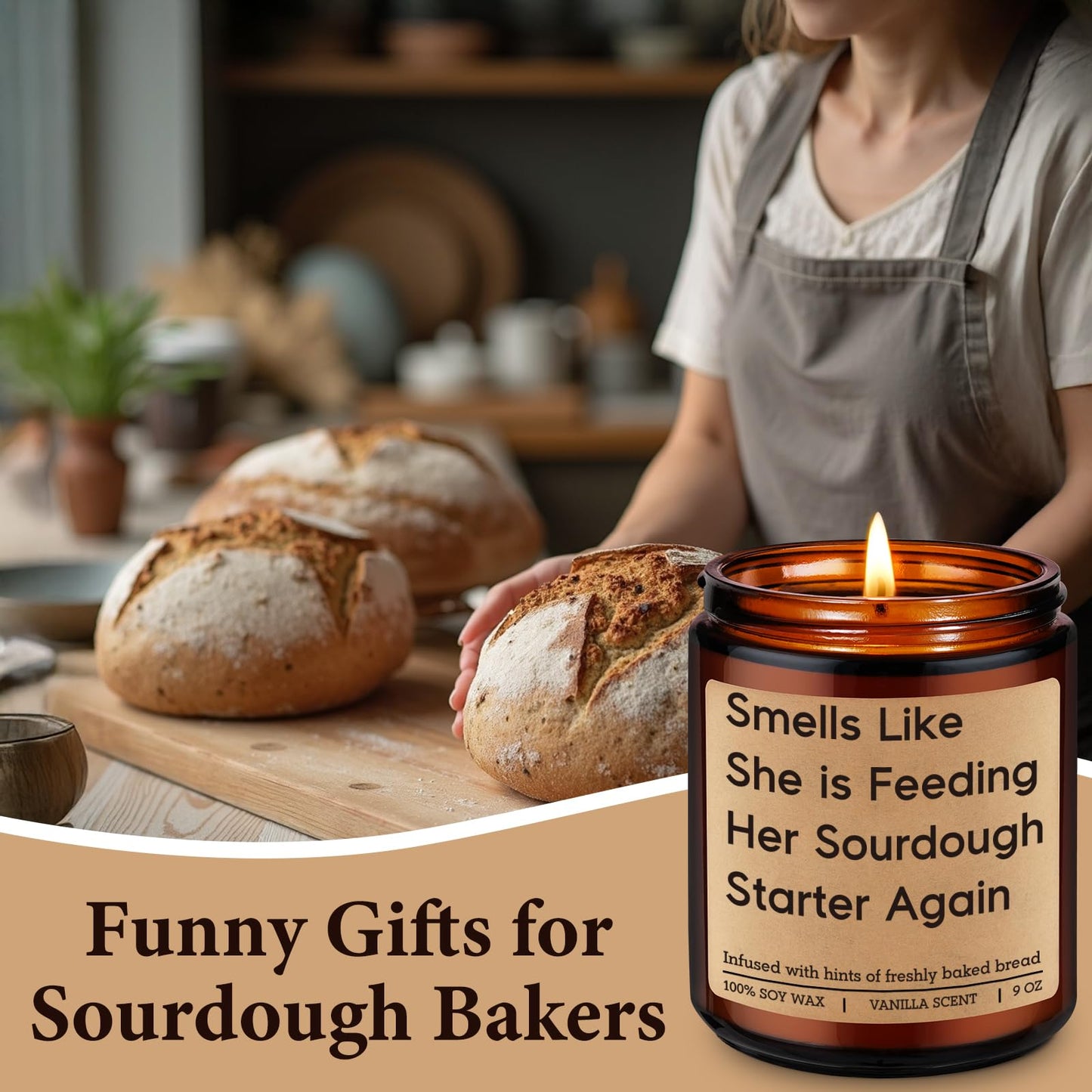 Miracu Candle, Baking Gifts for Sourdough Bakers, Sourdough Gifts for Women, Starter, Sour Dough Bread Making Present for Bread Baker Lover, Funny Mothers Day Birthday Idea for Friend Sister Wife Her