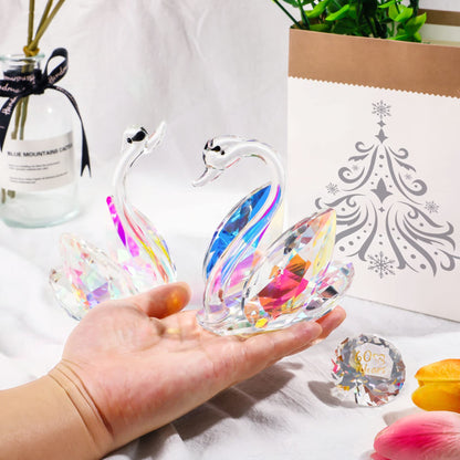 YWHL 60th Wedding Anniversary Swan Gifts for Parents Grandparents, 60 Years Anniversary for Couple, Crystal Figurine Decoration with 60 Years of Love Diamond