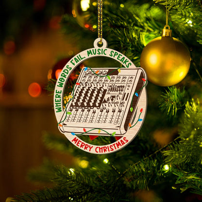Wooden Sound Mixer Board Ornaments for Christmas Tree, Music Producer & Audio Engineer Soundboard Xmas Ornament Décor, Soundboard Gifts for Audio Technician, Musician, DJ, Sound & Recording Engineer