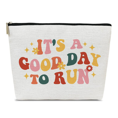 Groovy Running Gifts Makeup Bag, Gifts for Women, Marathon Lovers, Sports Accessories for Women, It's a Good Day to Run Cosmetic Bags for Purse