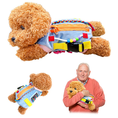 Fidget Sensory Dog Blanket for Elderly | Premium Dementia Activities for Seniors Items | Engaging Sensory Items (pup) for Adults | Gift and Activities for Seniors with Alzheimer