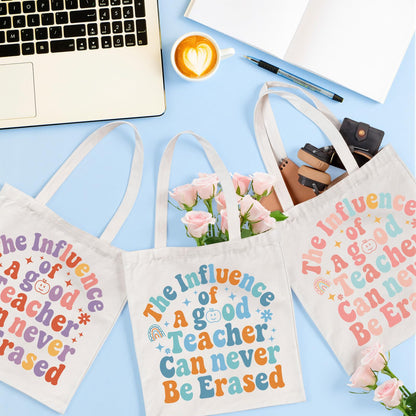TYL&TYS Teacher Appreciation Gifts Bags for Women, 3 Pack Teacher Tote Bags Reusable Canvas Bag Graduation Thanksgiving Birthday Gift