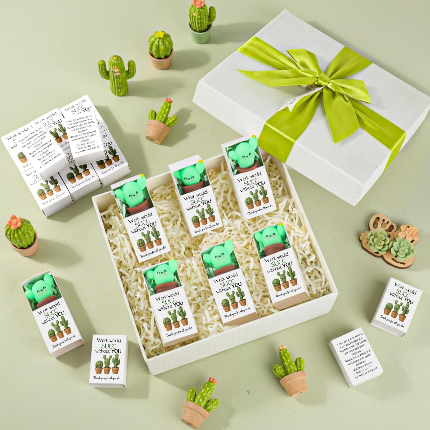 Wettarn 24 Sets Work Appreciation Gifts Cactus Stress Balls with Thank You Boxes Bulk Company Party Favors for Employee Coworker Staff Office Positive Relief Desk Decor