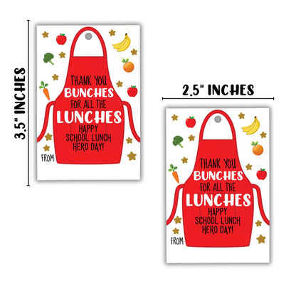 Thank You a Bunches for All The Lunches Gift Tag | 30 pk 2.5x3.5” Card Lunch Lady Cafeteria Worker Appreciation Elementary School End of Year Gifts