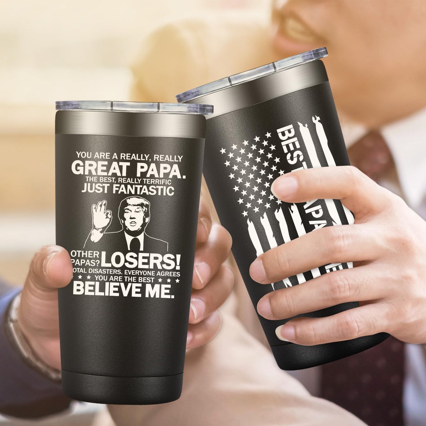 Grifarny Papa Gifts - Fathers Day Gift for Papa's - Papaw Christmas Gifts from Grandkids - You Are a Really Really Great Papa Tumbler Cup 20oz