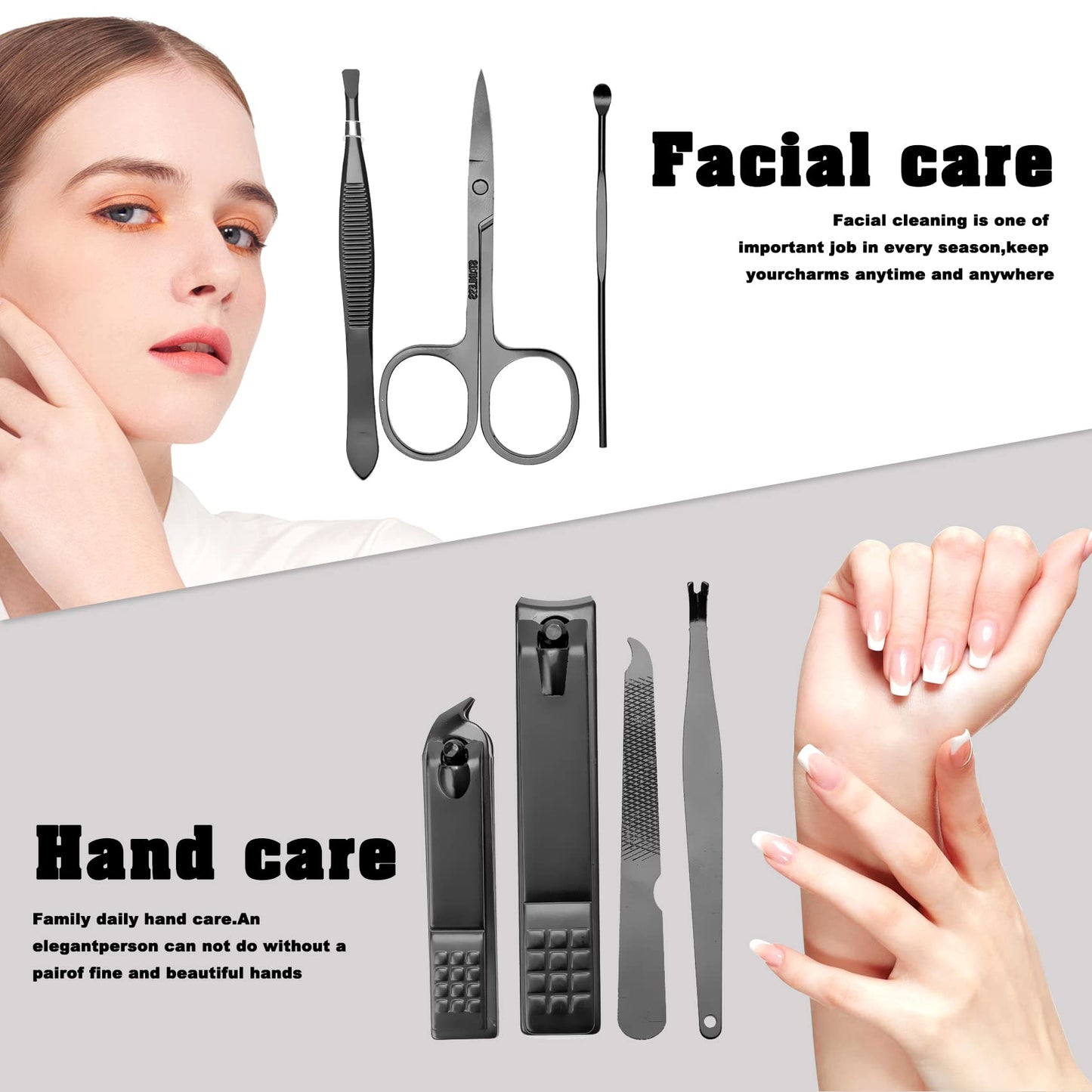 Manicure Set 7 in 1 Stainless Steel Nail Kit Gifts for Men Teens Pedicure Toe Tools with Case for Cleaning Feet Cuticle Travel Business Trips Essentials Care Thanksgiving Basket Stocking Stuffers