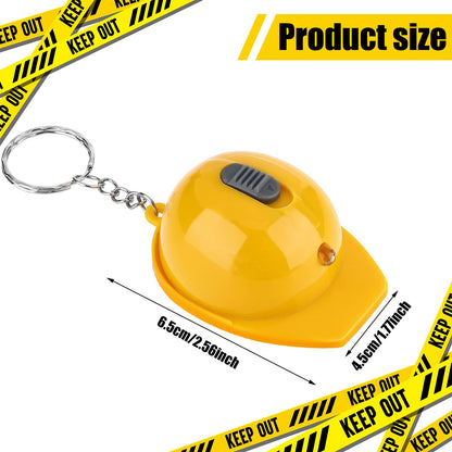 Bonuci 24 Pcs Construction Party Favors Mini Flashlight Keychain Miniature Helmet Flashlight Small Safety Hat Keychain for Man Construction Themed Birthday Party Prizes Supplies Gifts