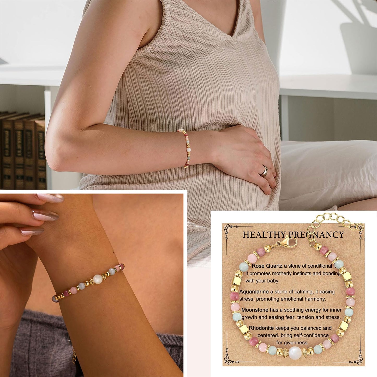 Healthy Pregnancy Bracelet for Mother New Mom, Pregnancy Gifts for Expecting Mom