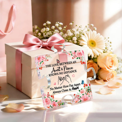 Gifts for Aunt: Aunt Birthday Gifts from Niece Nephew, Christmas Gifts for Her Women, Acrylic Puzzle Plaque 3.9 x 3.3Inch Decorative Sign