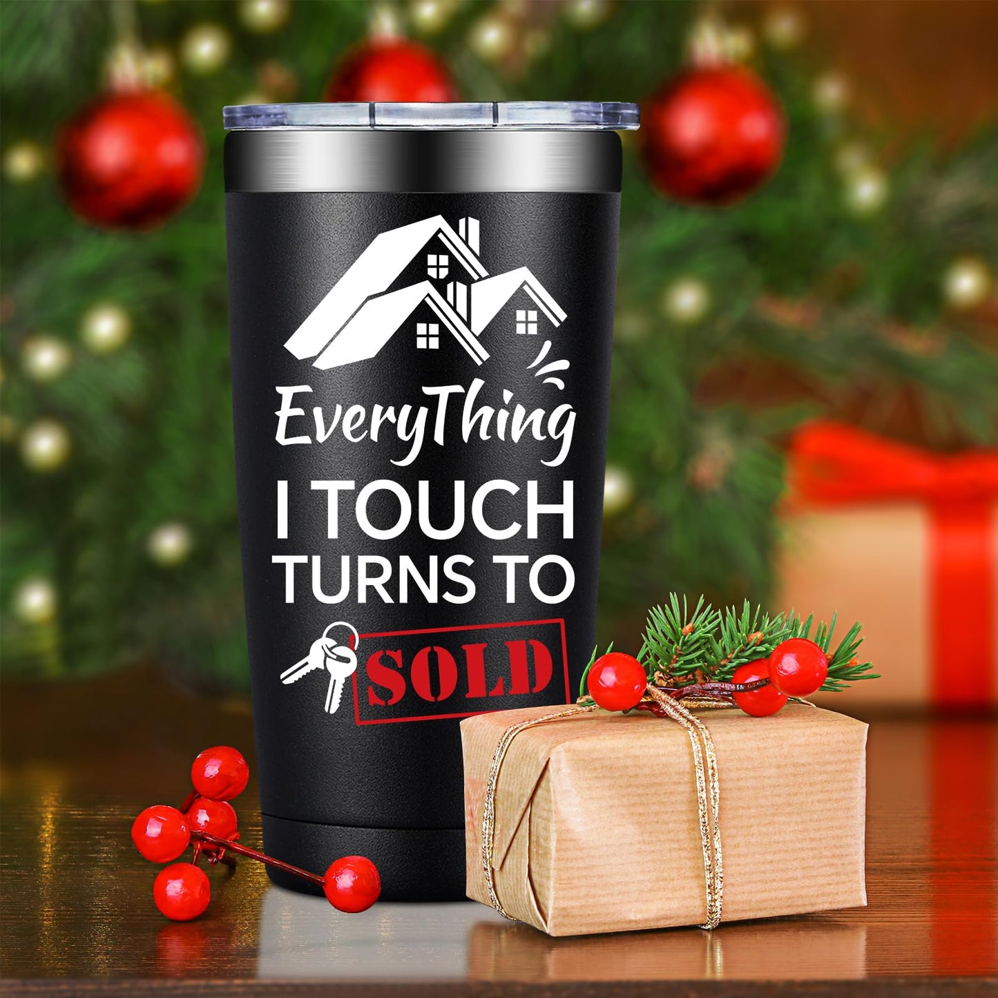 SpenMeta Realtor Gifts for Women, Men - Closing Gifts for Realtors - Real Estate Agent Supplies - 20oz Everything I Touch Turns To Sold Tumbler Cup