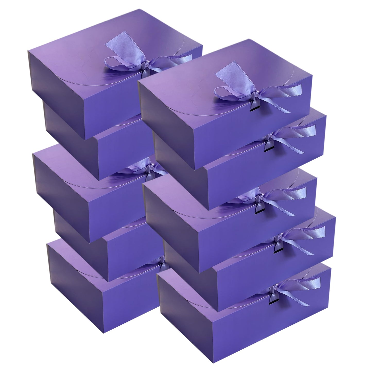 LADY&HOME 10 Pcs Gift Boxes with Lids,10x8x4 inch Bridesmaid Proposal Box with Ribbon,Paper Boxes for Wedding,Gift Packing,Birthday,Party,Christmas (Lavender)