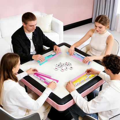 Non-Slip Mahjong Racks with Pushers, 4-Pack Clear Acrylic Racks, American Mahjong Accessories, Gift-Ready Mahjong Gifts (Clear)