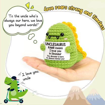 Mini Fathers Day Uncle Gifts from Niece Nephew I Love You Unclesaurs Father Day Best Uncle Gifts Handmade Crochet Dino Thank You Gift for Uncle Funny Birthday Ideas for Uncles Father Day Home Decor