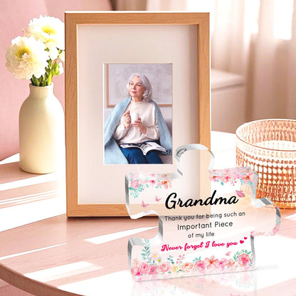 Birthday Gifts for Grandma, Grandma Gifts - Engraved Acrylic Puzzle Plaque, Valentines Christmas Mothers Day Present for Grandmother from Grandkids